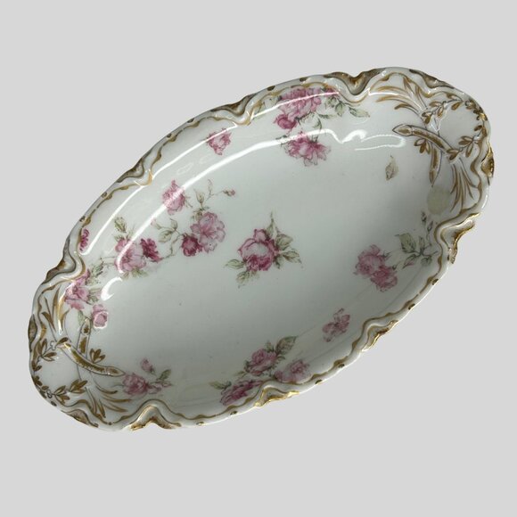 Theodore Haviland Limoges France Floral Oval Serving Platter Set With Gold Trim - Picture 7 of 16